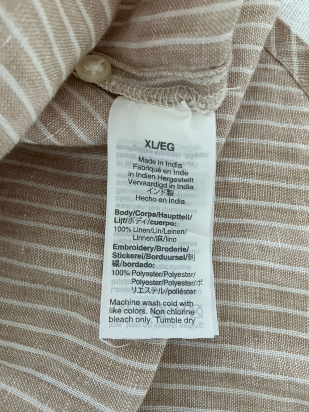 J. Crew Tan and White Striped Linen Tunic with Hot Pink Embroidery - Picture 5 of 10